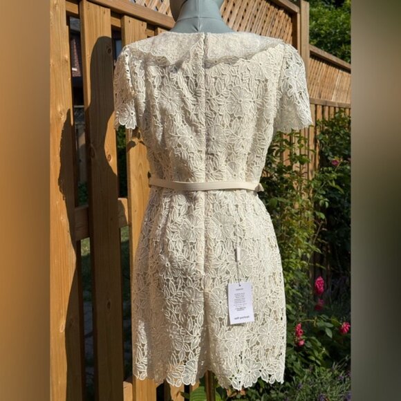 🆕 SELF-PORTRAIT 🧿 NWT Cream Guipure Lace Belted Mini Dress, Sz UK 12 US 8 - Picture 8 of 16